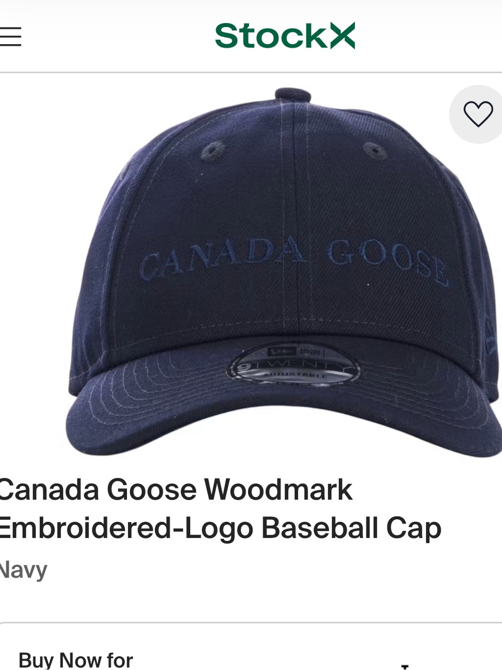 Canada Goose navy Embroidered Logo Baseball Hat